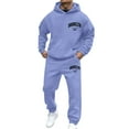 thumbnail image 2 of Hooded Athletic Tracksuit Casual Jogging SweatSuits Men's Tracksuit 2 Piece Hoodie Sweatsuits Sets Sweatpants Pockets Jogger Suits (Light Blue, XXXL), 2 of 4