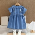thumbnail image 5 of My Orders Gamivast Girls Spring Summer Dress Embroidery Lapel Ruffle Short Sleeve Denim Dress Causal A-Line Summer Beach Sundress Blue Vestidos De Verano Para Niña, 5 of 5