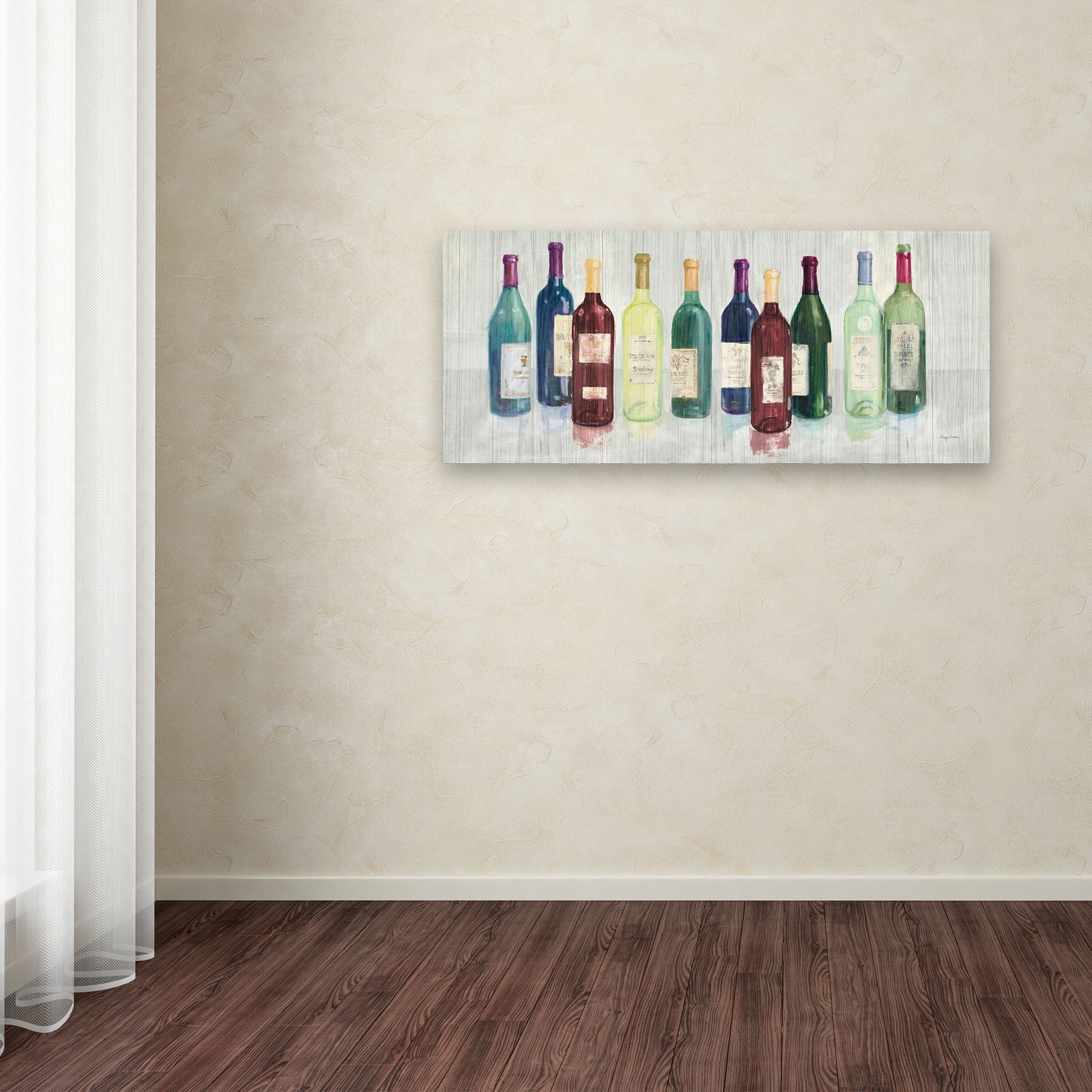 Trademark Fine Art 'Keeping Good Company on Wood Red Wine' Canvas Art by Avery TIllmon