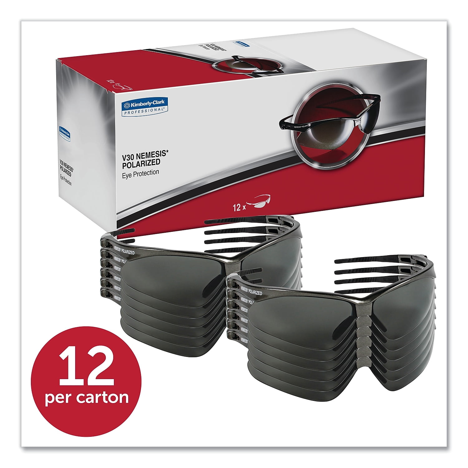 KLEENGUARD 28635 Polarized Safety Glasses, Wraparound Smoke Polycarbonate Lens, Scratch-Resistant