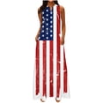 thumbnail image 1 of Robes de Collation des Grades pour Femmes 2023 Mode Femmes Décontractées Col en V Jour de l'Indépendance Imprimé Robes Été Sans Manches Robe Chandail Robes Décontractées pour Femmes en Liquidation, 1 of 4