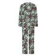 thumbnail image 4 of Puntoco Conjunto de pijama cómodo para mujer, conjunto de pijama con top y pantalones de manga larga con cuello redondo y estampado informal a la moda para mujer, 4 of 5