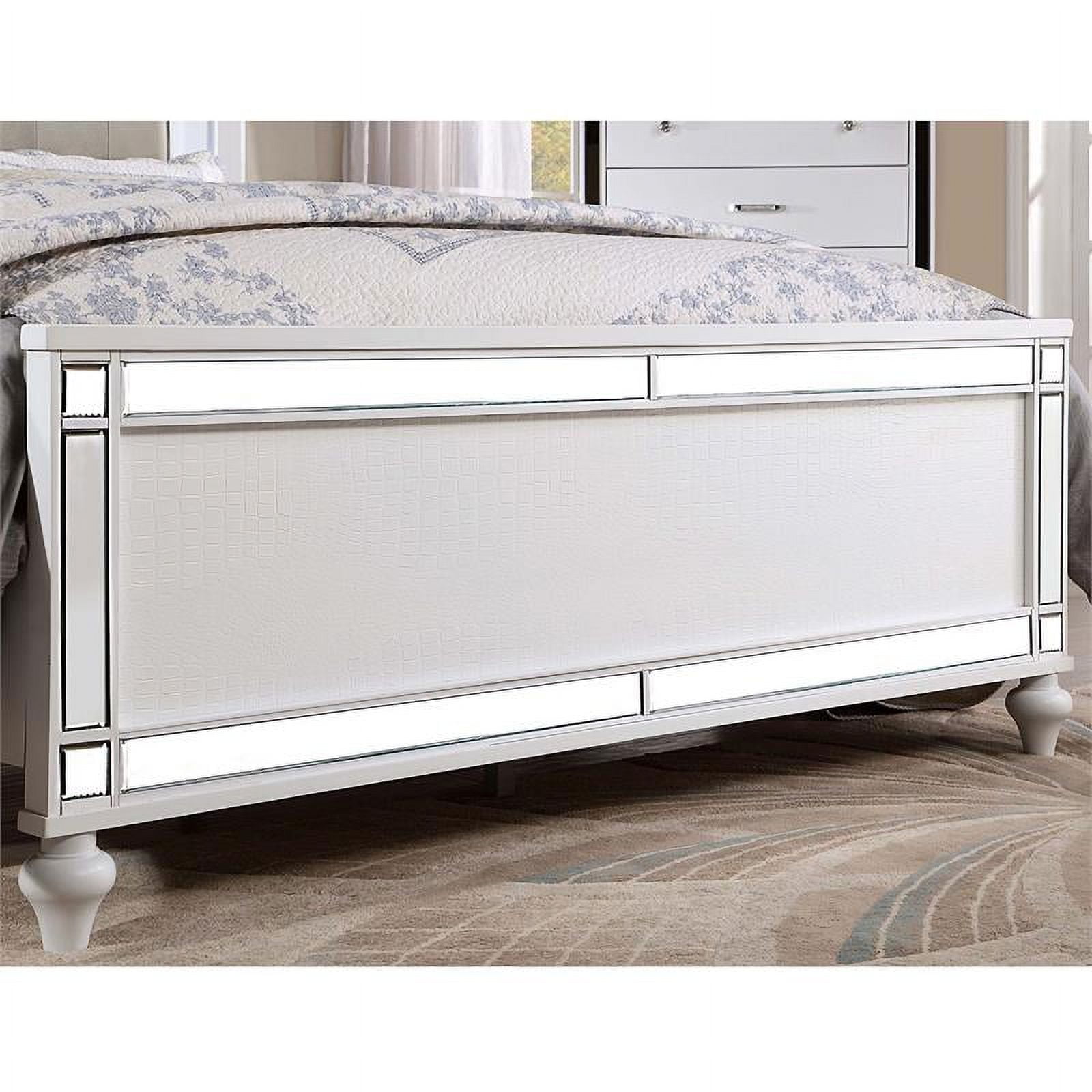 Furniture of America Seboya White King Panel Bed with LED Light