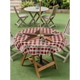 thumbnail image 4 of Outdoor Tablecloths with Umbrella Hole & Zipper, Brown Western Texas Star Vintage Round Tablecloths 60 Inch, Rustic Farmhouse Red Plaid Waterproof Table Cloth, Patio/Pool/Picnic Table Covers, 4 of 8