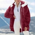 thumbnail image 2 of iHPH7 Womens Fleece Jacket Winter Jackets for Women Sherpa Fleece Jacket Women Fluffy Jacket Womens Winter Clothes Hooded Jacket Women Casual Zip Up Fleece Hoodies Wine XXL, 2 of 9
