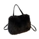 thumbnail image 2 of Bolso de mano peludo para mujer, tipo cartera, tipo bandolera, suave, para citas, fiestas y ocio. negro, 2 of 9