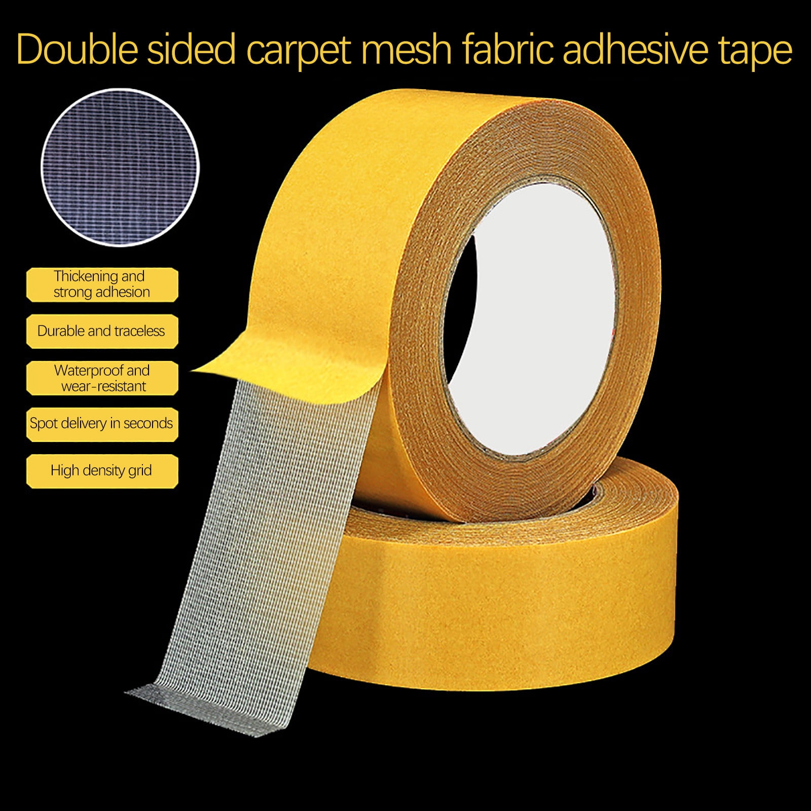 High-Viscosity Cloth Base Tape, Transparent Double-Sided Carpet Adhesive, Strong Grip Mesh Reinforced Tape for Flooring Installation Use