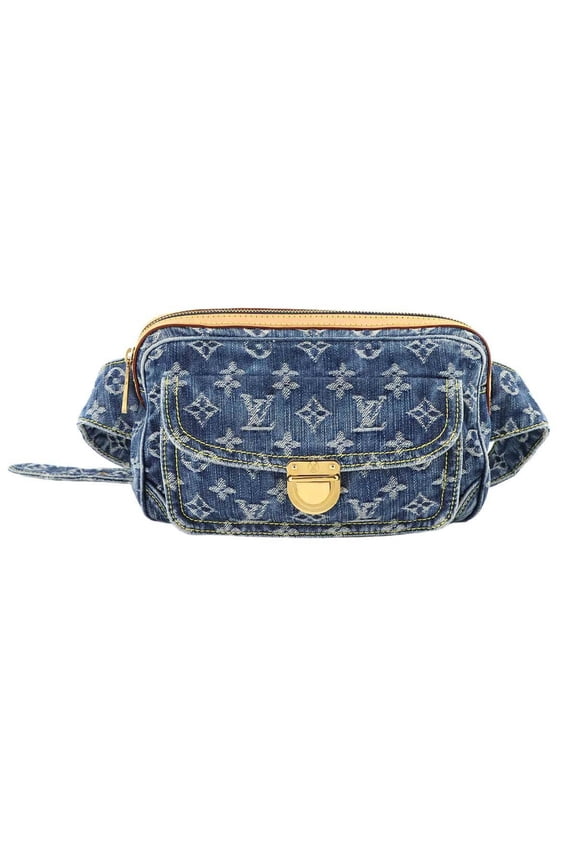 Pre-Owned Louis Vuitton Monogram Denim Bum Bag Waist Pouch/Body Bag, Blue, M95347,...