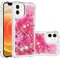 thumbnail image 2 of Compatible with iPhone 12 Mini Case Glitter Liquid Cute Clear Phone Case Floating Quicksand Shockproof Protective Bumper Silicone Soft TPU Case for iPhone 12 Mini 5.4 Inch Love Pink YB, 2 of 12