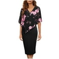 thumbnail image 1 of Mini vestido de dos piezas con estampado floral de manga corta con cuello en V causal sexy para mujer Fridja qw6325, 1 of 8
