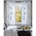 thumbnail image 3 of Blue Flower Sheer Curtains 39 Inch Length 2 Panels Set for Living Room/Bedroom, Watercolor Floral Botanical Line Drawing Print Kitchen Curtains Grommet Curtains Window Treatments 27.5"x39"x2, 3 of 7