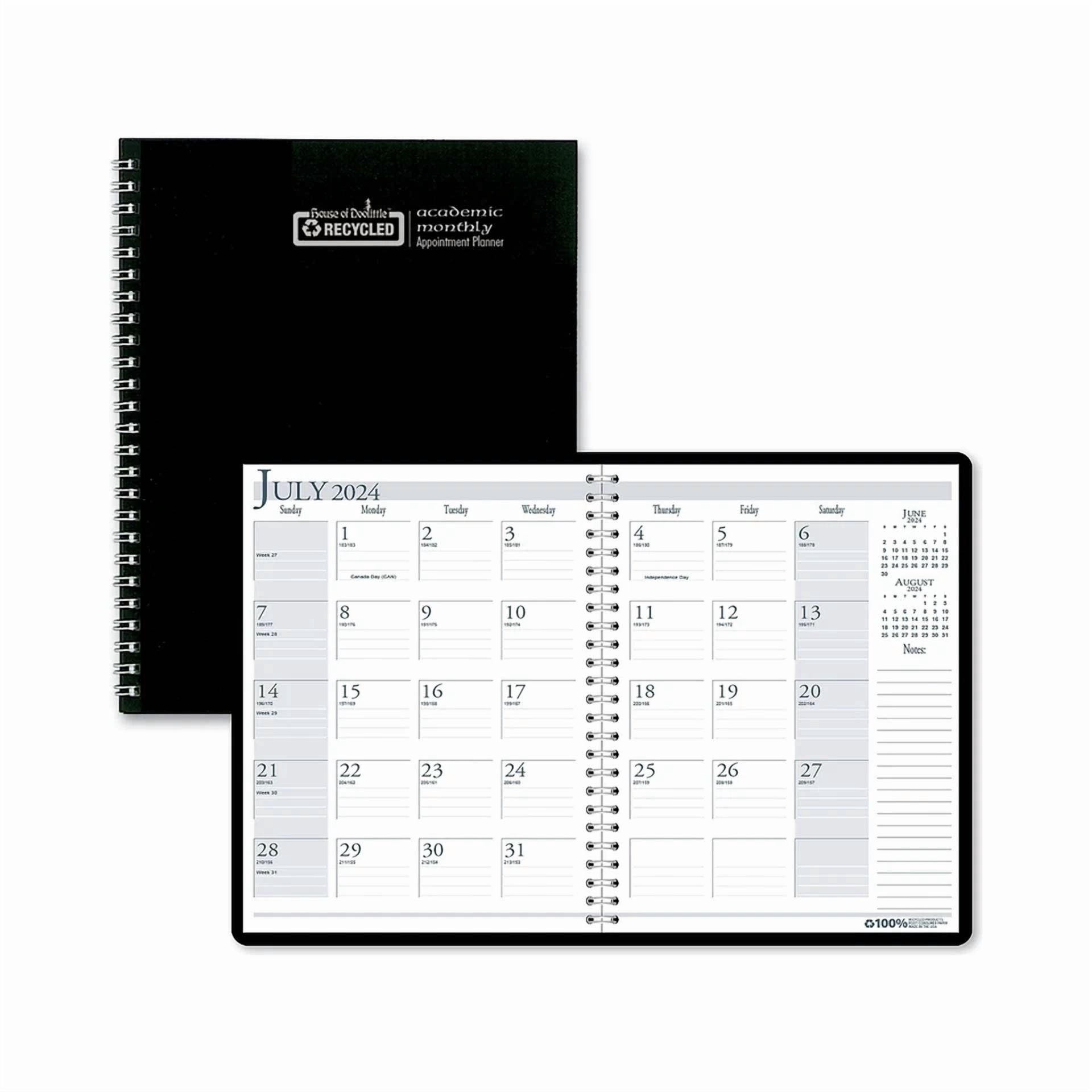 2024-2025 House Of Doolittle 8.5" X 11" Academic Monthly Planner Leatherette