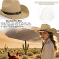 thumbnail image 5 of KOITHOT Women Sun Hat Summer Cowboy Straw Hat for Women Foldable with Adjustable Strap, Khaki, 5 of 8