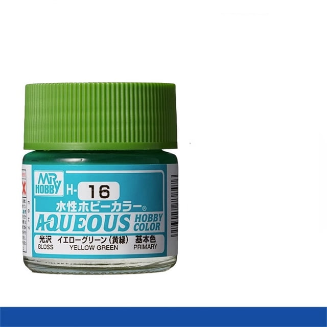 Mr. Hobby Aqueous H16 Gloss Yellow-Green Acrylic Paint 10ml for Scale Models & Miniatures