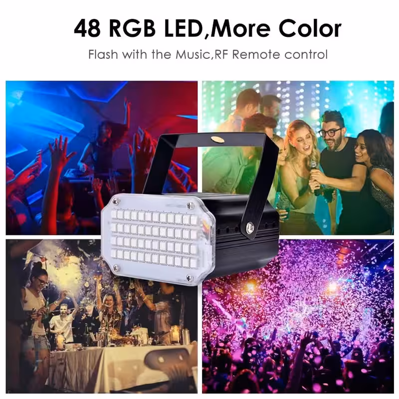 thumbnail image 4 of Mini Luz de discoteca activada por sonido estroboscópico, iluminación de escenario con 48 LED superbrillantes, 4 of 7