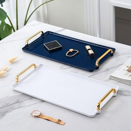 

Merotable Nordic Rectangular Plastic Serving Tray Non Slip Tea Tray Home Kitchen Fruit Dessert Tray Multi-function Kitchen Organizer