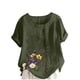 thumbnail image 4 of TaTaai Casual Printed Button Blouse, Women's Short Sleeve Linen Feel T-Shirt, Comfortable Top for All Seasons Gift, 4 of 4