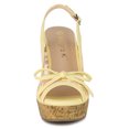 thumbnail image 2 of Sandalias De Cuña Tacones De Plataforma De Madera Lazo De Encaje Para Mujeres Beige Morado 37.5, 2 of 6