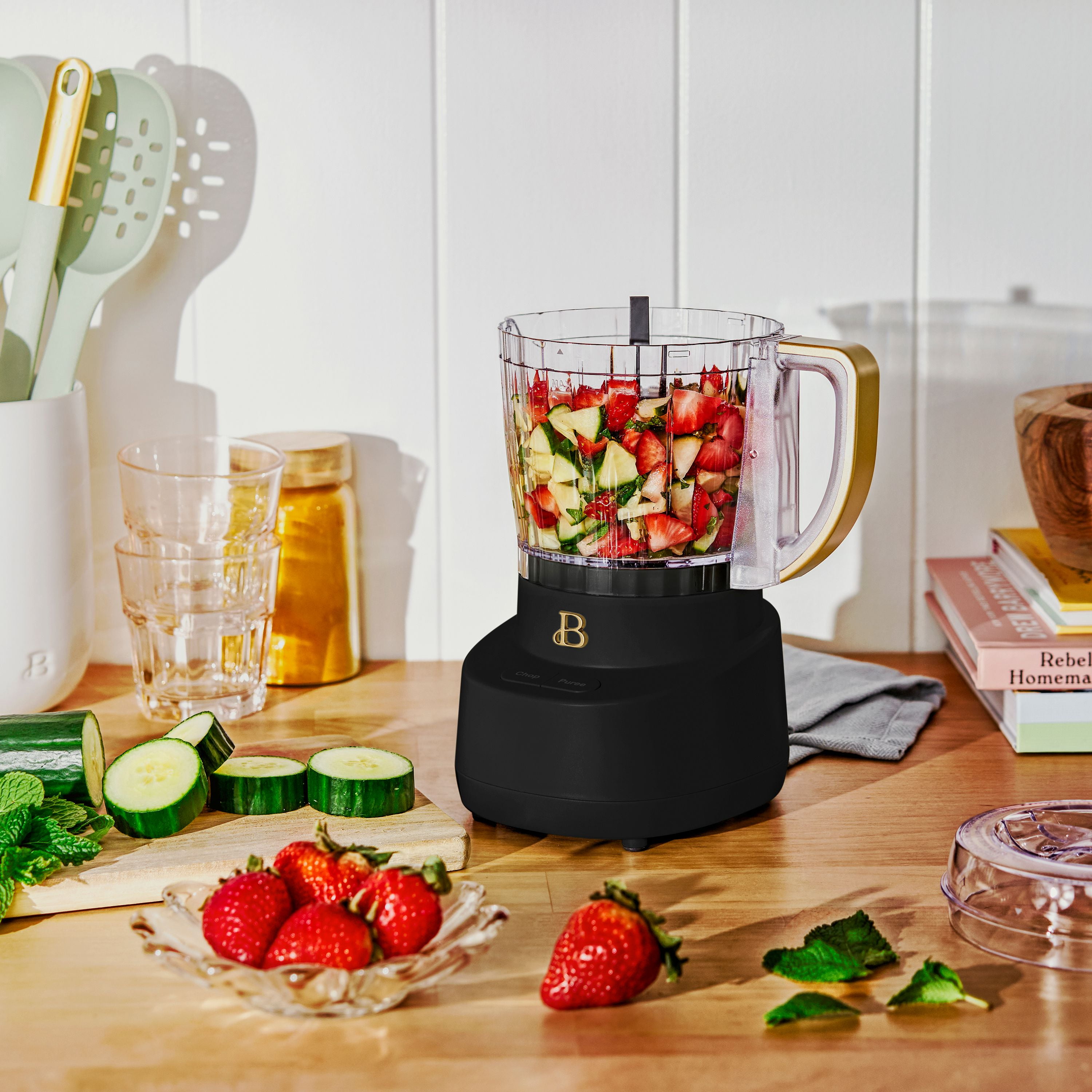 Beautiful 3-Cup Food Chopper, Black Sesame by Drew Barrymore