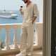 thumbnail image 5 of Blusas y camisas de manga larga con cuello en V para hombre, jersey informal con capucha, pantalones deportivos lisos de manga larga, chándal de dos piezas con cintura elástica, blusa y pantalón de po, 5 of 7
