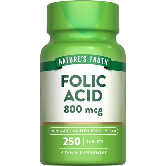 Folic Acid 800 mcg | 250 Tablets | Vegan, Non-GMO & Gluten Free | by Nature's Truth