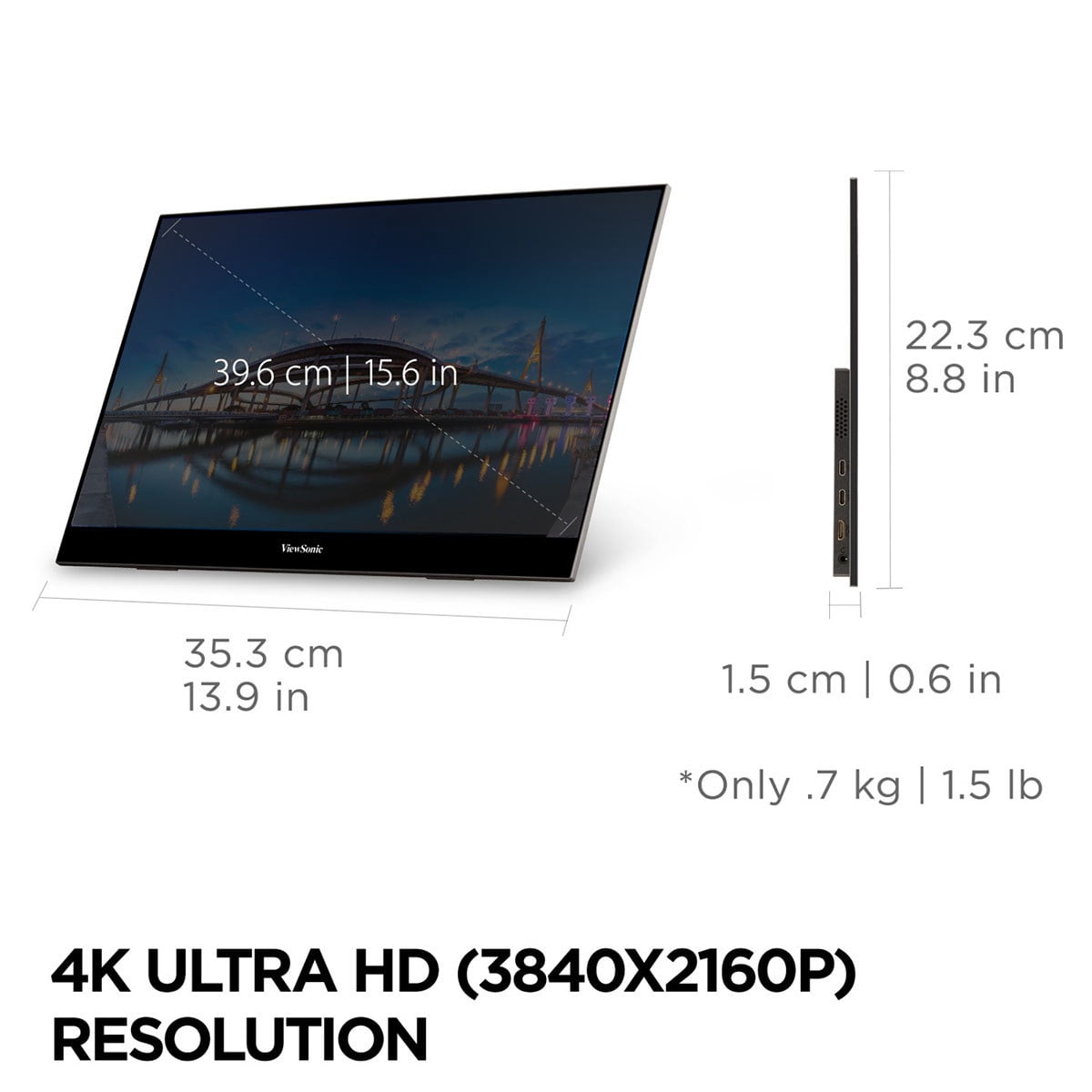 ViewSonic VX1655-4K-OLED 15.6'' 4K UHD Portable OLED Monitor with