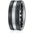 thumbnail image 2 of Sapphire Tungsten and Titanium 9mm Black Finish Two-Tone Comfort Fit Wedding Bands Rings for Men, Size 11, 2 of 2