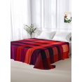 thumbnail image 5 of Red Purple King Size Flat Sheet, Wrinkleproof & Fadeproof Cooling Flat Bed Sheet Only, Modern Striped Plaid Abstract Oil Painted Breathable Soft Bedding Top Sheets 105 x 98 Inches, 5 of 8