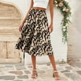 thumbnail image 2 of WTOBBY Women's Casual High Waist A-Line Skirt with Floral Print and Pockets, Polka Dot Stripe Design Skirt for Bohemian Style, Elastic Waist for Comfort,Camel M, 2 of 5