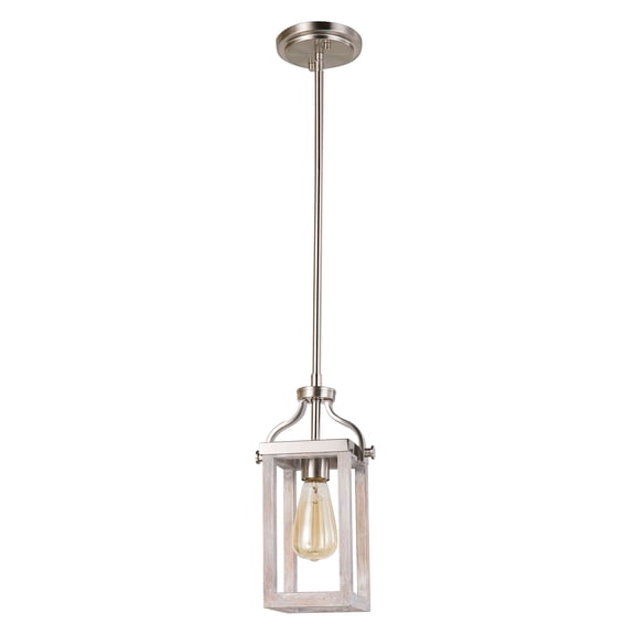 Westbury - 1-Light Mini Pendant - Brushed Nickel Finish with Painted Gray Driftwood Effect