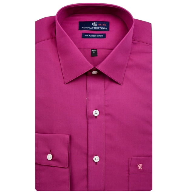 Manchester Camisa de Vestir Regular Fit Granate, 17.5" Cuello 34" Manga Manchester 51190A