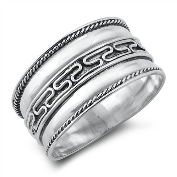 Bali Handmade Ring .925 Wide Solid Sterling Silver Band Jewelry Female Male Unisex Size 12