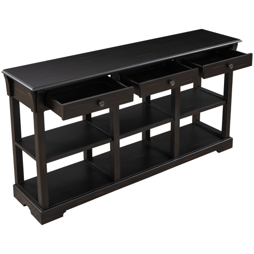 Retro Console Table/Sideboard with Ample Storage, Open Shelves and