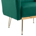 thumbnail image 5 of Modern Velvet Accent Chair, Buttons Tufted Single Sofa Chair with Gold Metal Legs, Comfy Upholstered Armchair for Living Room, Bedroom, Guest Room, Green, 5 of 9