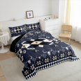 thumbnail image 3 of Feelyou Adult Mandala Aztec Full Size Comforter Sets, Western Skeleton Cactus Bedding Comforter Set, Blue Triangle Abstract Reversible Bedding Sets, Ultra Soft Bedroom Decor, 3pcs, 3 of 8