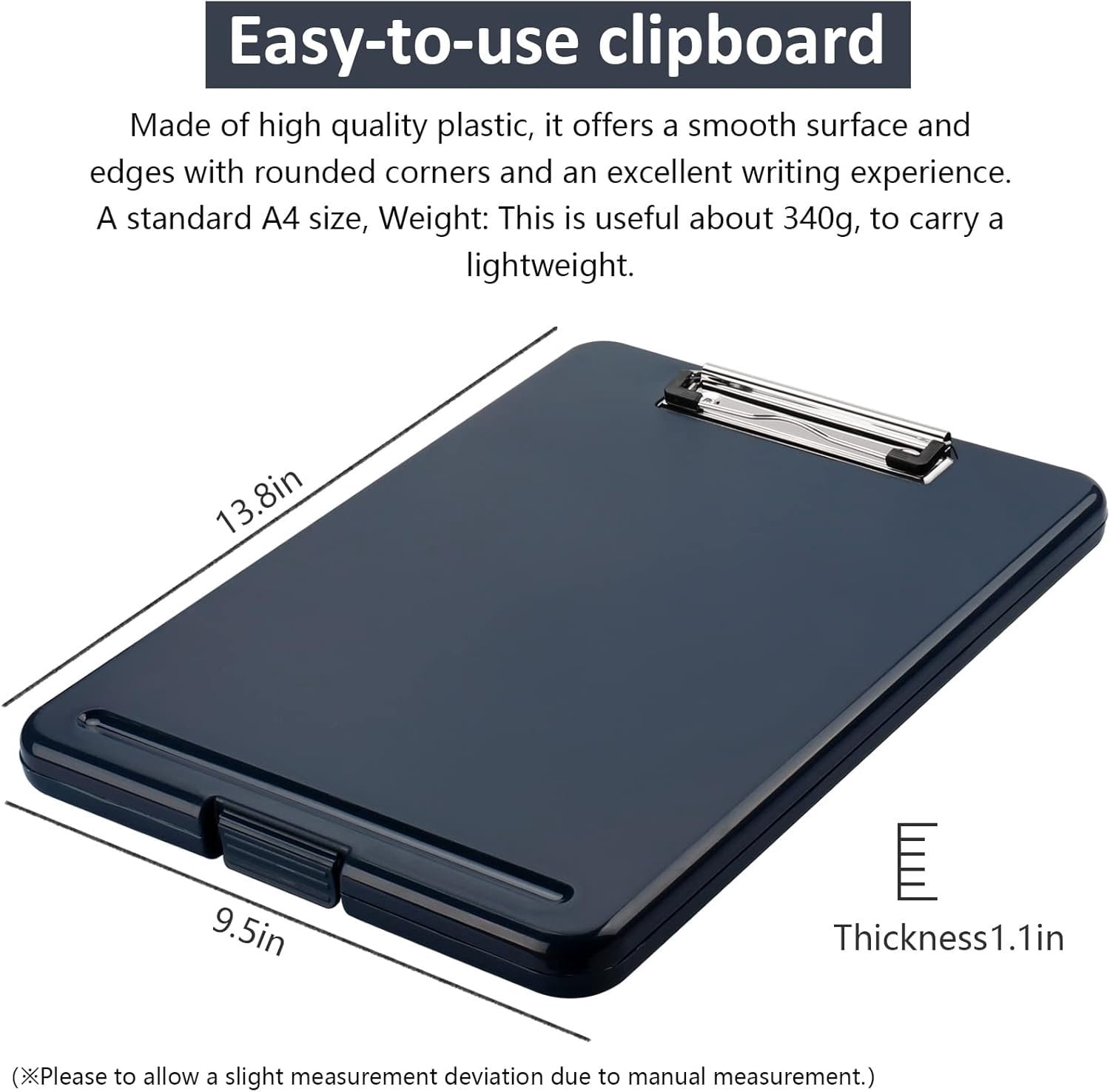 Clipboard with Storage,Storage Clipboard with Clip,Clipboards Foldable for Nurse,for 8.5x11 Paper Clip Boards,A4 Clipboards Case with Smooth Writing for Office Supplies Clip Board Case-Gray Blue