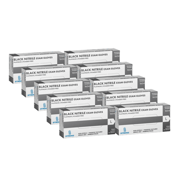 Platinum Nitrile Gloves - Black - 6MIL Thick - Powder and Latex Free - 1000 Per Case - Textured Fingertips (Extra Large)