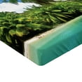 thumbnail image 2 of Ambesonne Jungle Fitted Sheet, Mahe Island Lake Palms, Full Size, Aqua Green White, 2 of 3