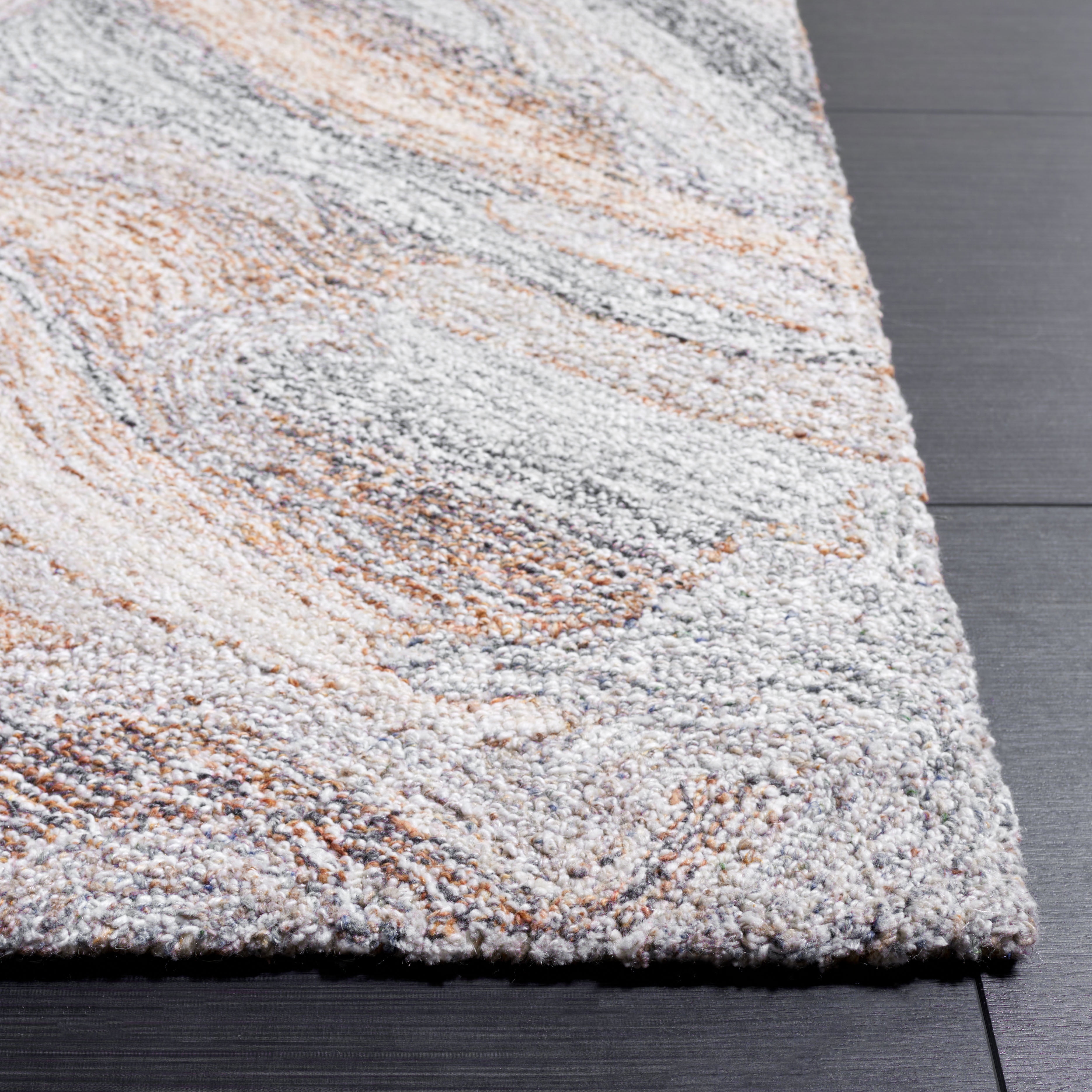 SAFAVIEH Abstract Conrad Swirl Area Rug, Gray/Brown, 6' x 6' Square