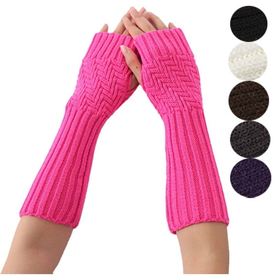 Yoyauz Women's Long Fingerless Gloves Arm Warm Knit Thumbhole Stretch