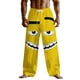 thumbnail image 2 of Ceisia Men's Loose Straight Leg Casual Pants Side-Eye Grin Cartoon Print Elastic Drawstring Waist Multi-Color Beach Vacation Pants Yellow XXXXL Gifts, 2 of 5