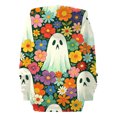 thumbnail image 4 of Gsakboxl Sweatshirt Women Solid Color Full Zip Up Hooded Sweatshirt With Halloween Pumpkin Print Loose All-Match Long Sleeve Casual Outer Hood Top For Fall Holiday Daily, 4 of 7