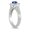 thumbnail image 2 of SZUL Women's Sapphire and Diamond Halo Ring in 10K White Gold, 2 of 4