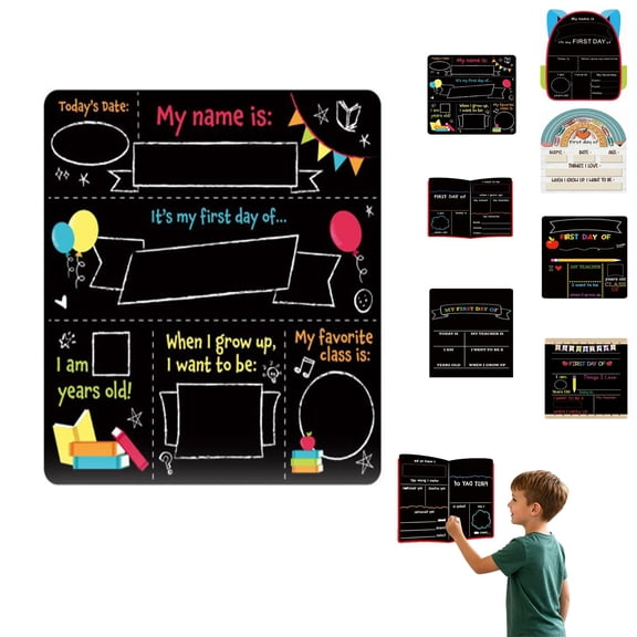 First Day of School Sign Reusable 10x12 Wood Board - Double-Sided Back to School & Last Day Photo Prop for Preschool to Elementary, Regular & Marker Chalk Compatible