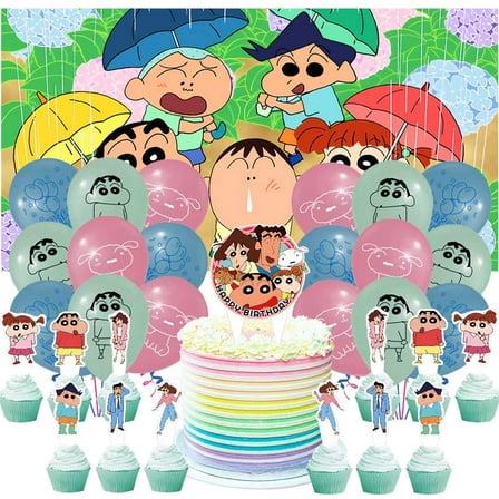 Crayon Shin-chan Party Supplies Latex Balloons Decor Banner Backdrop Kit Birthday Decorations
