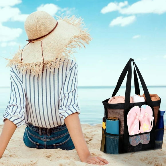 SuoKom Beach Bags, Sandproof, Mesh Beach Bag for Swim Pool Bag Beach Tote Bag,Toy Tote Bag,Grocery Storage Net Bag Lightning of Today
