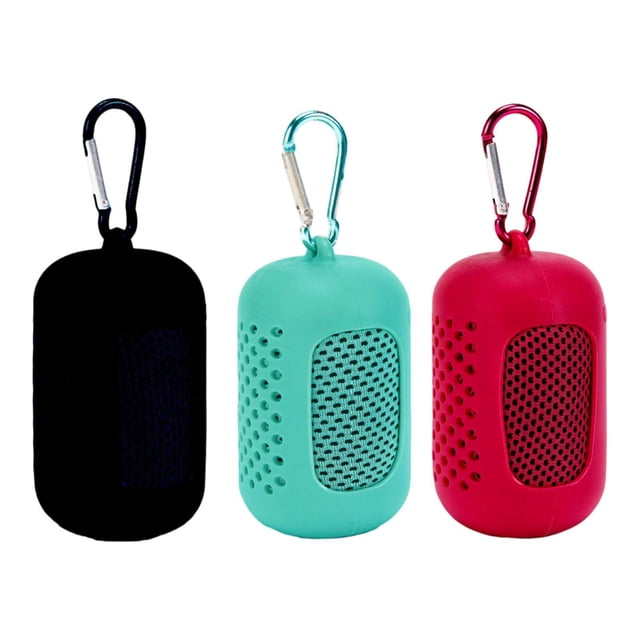 Toalla refrescante de 3 piezas, transpirable y suave, ideal para correr y acampar en climas cálidos. Azul Negro Rojo
