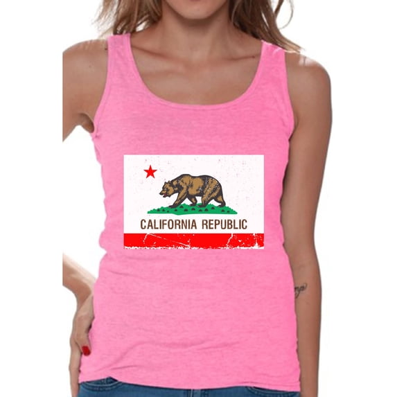 Awkward Styles California Republic Flag Tank Top for Women California Bear Tank California Flag Sleeveless Shirt Cali Gifts Women's California Fitness Tank Top Gifts from California