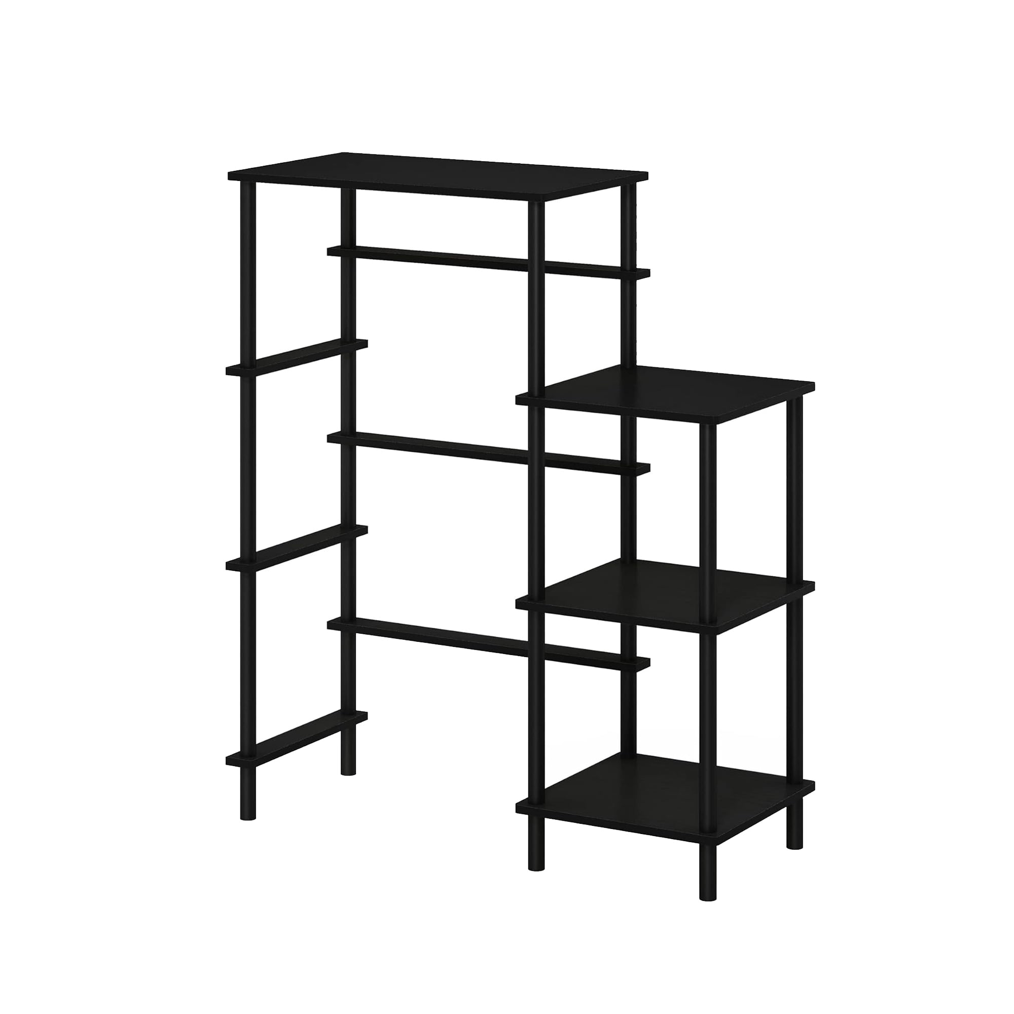 HOMLUX 4-Tier Coffee Bar Bakers Rack with Mini Fridge Stand, Wood Kitchen Storage Shelf Microwave Stand, Easy Assembly, Americano