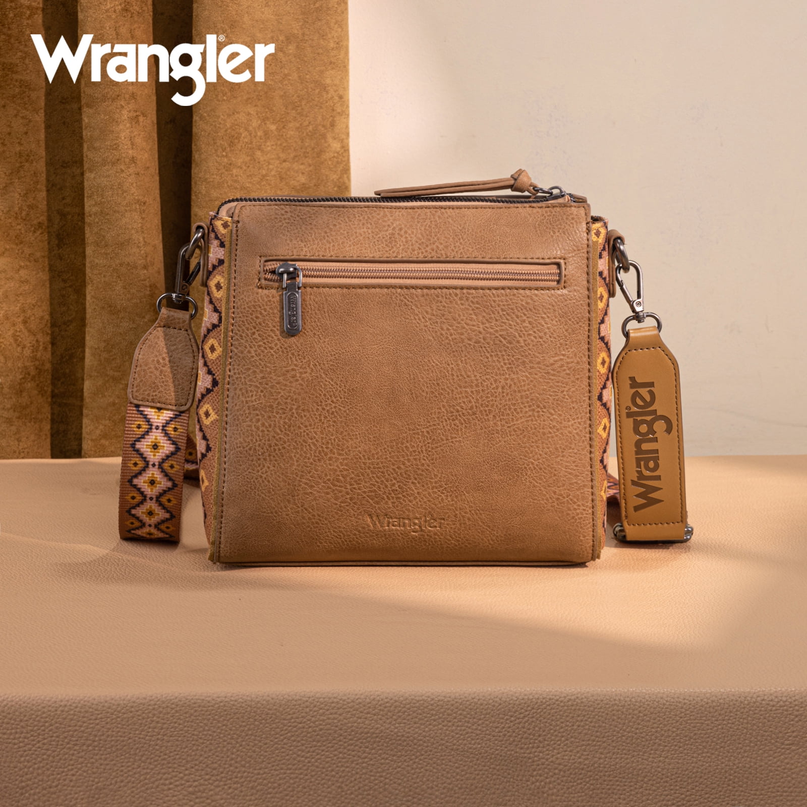 Wrangler Aztec Crossbody Bags Boho Shoulder for Women, Brown